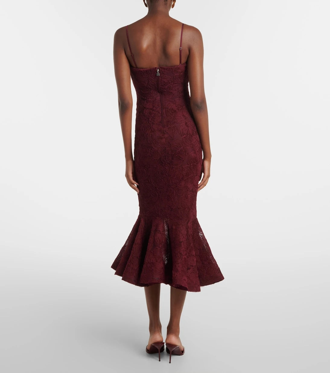 Rotate - Ruffled floral mesh midi dress