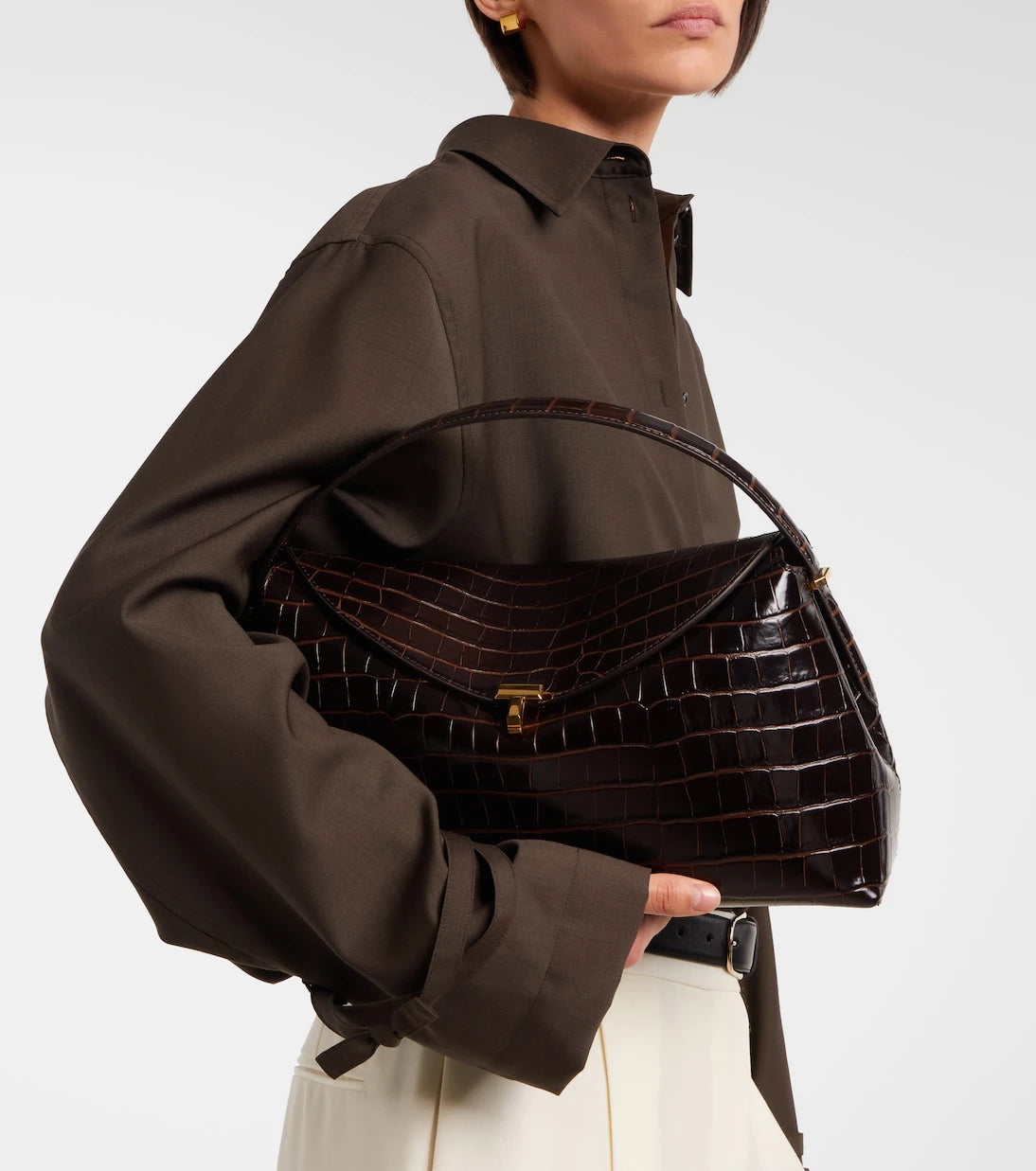 Toteme - T-Lock croc-effect leather tote bag