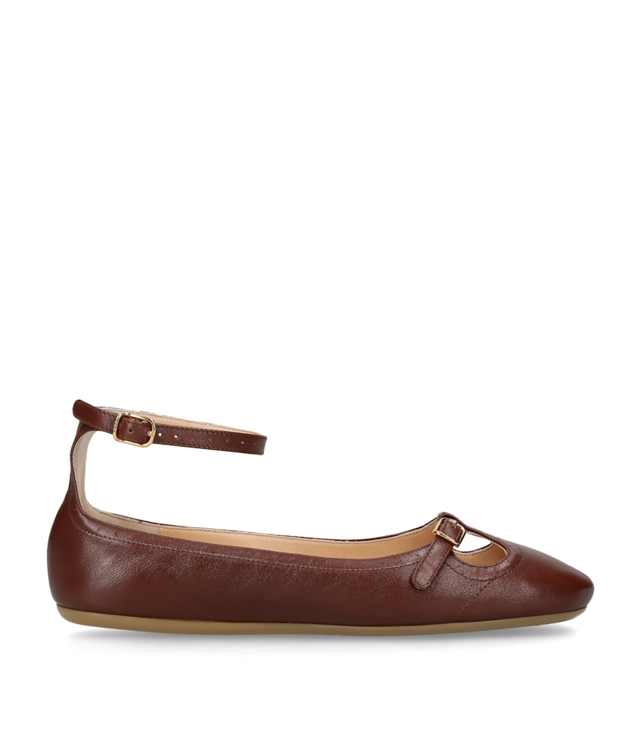 Brown Leather Misty Ballet Flats