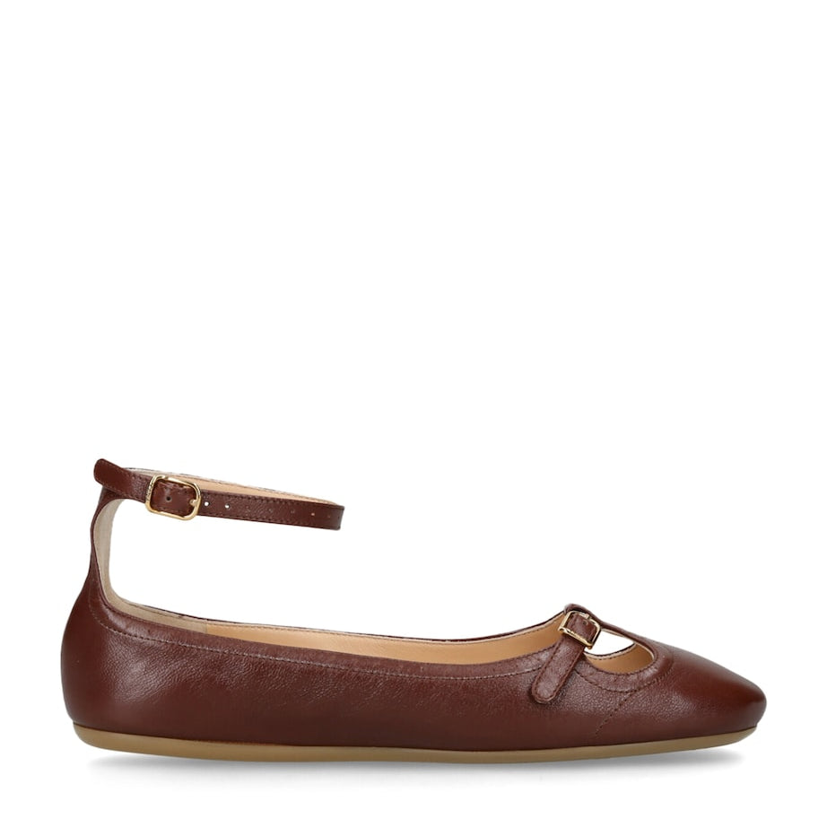 Brown Leather Misty Ballet Flats