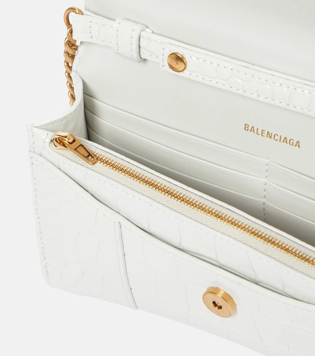 Balenciaga - محفظة جلدية Hourglass بسلسلة