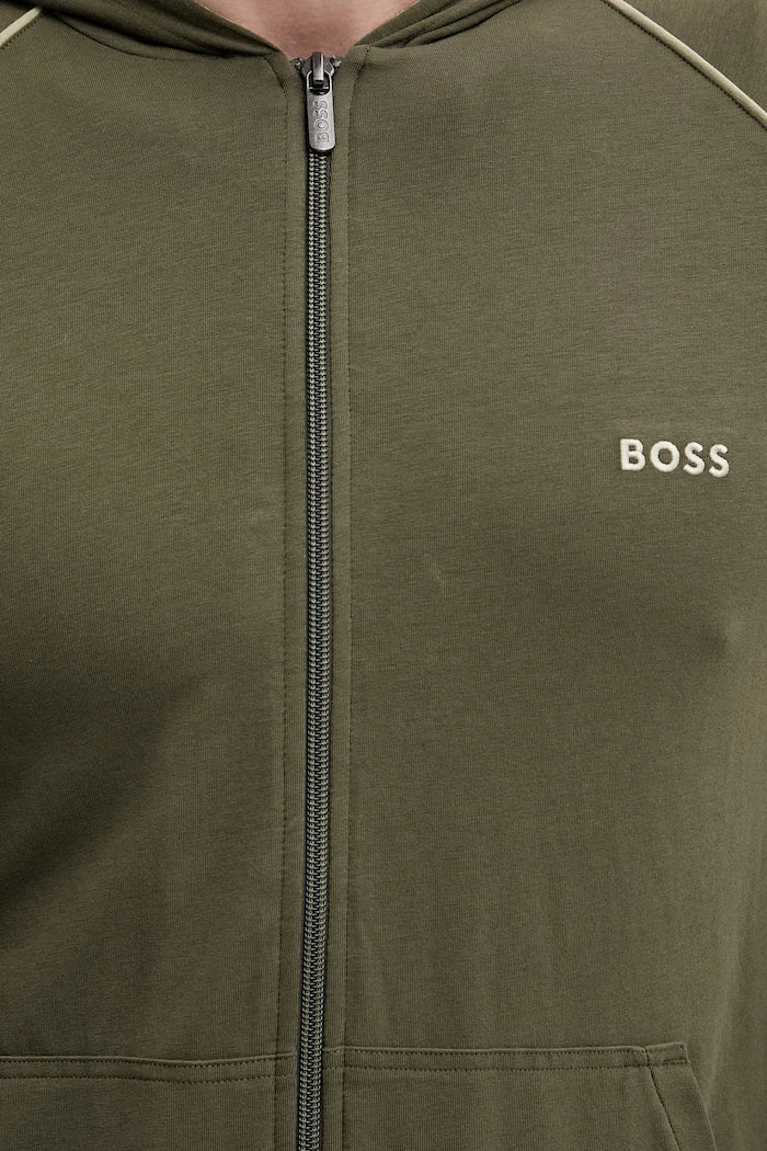 BOSS erkek pamuk ve elastan fermuarlı kapüşonlu sweatshirt Mix&Match Jacket H