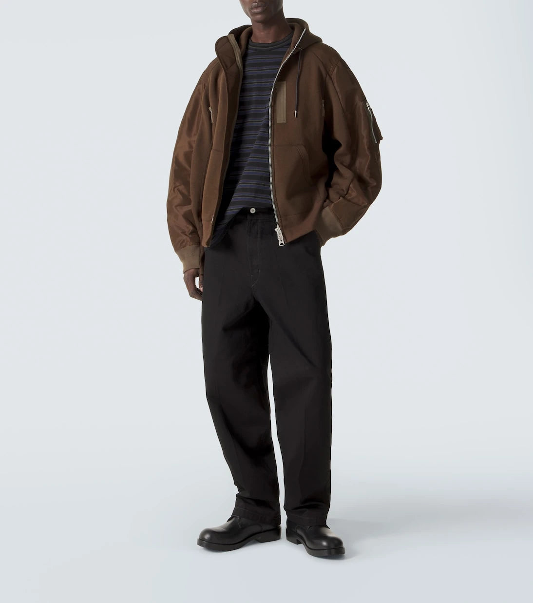 Sacai - تي شيرت قطن مخطط