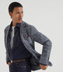 Brunello Cucinelli Blue Alpaca-Wool Check Blazer