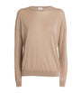 Eleventy Beige Wool Crew-Neck Long-Sleeve Top