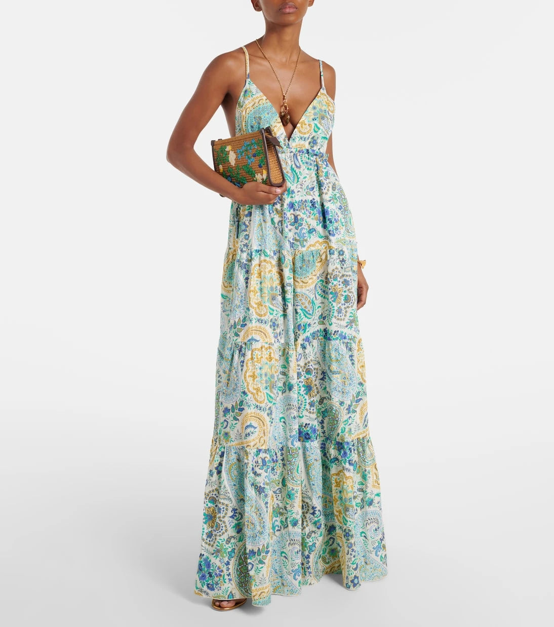 Etro - Floral raffia shoulder bag