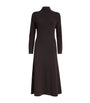 Johnstons Of Elgin Brown Cashmere-Blend Ribbed Midi Knitted Dress