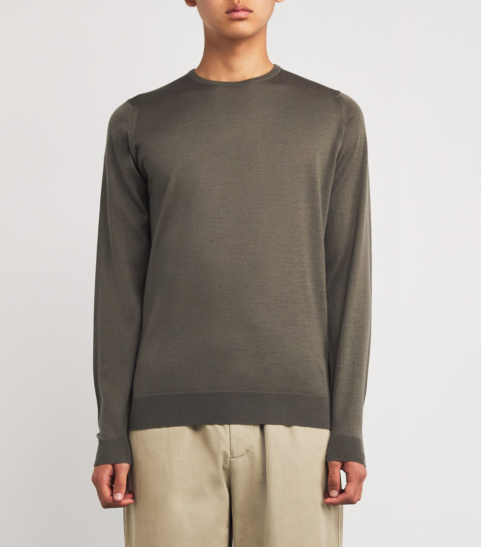 John Smedley Green Extra Fine Merino Wool Sweater
