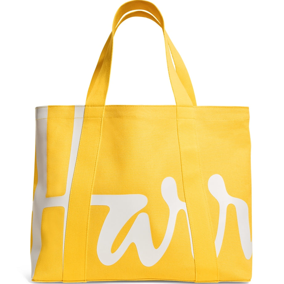 Yellow Medium Cotton Logo Tote Bag