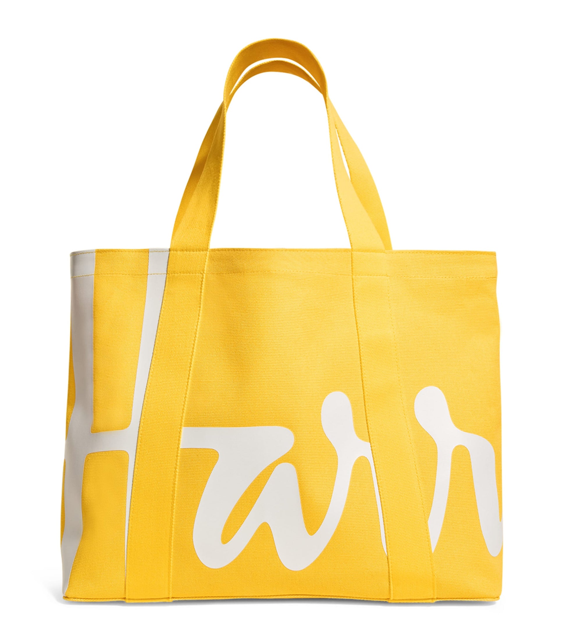 Yellow Medium Cotton Logo Tote Bag