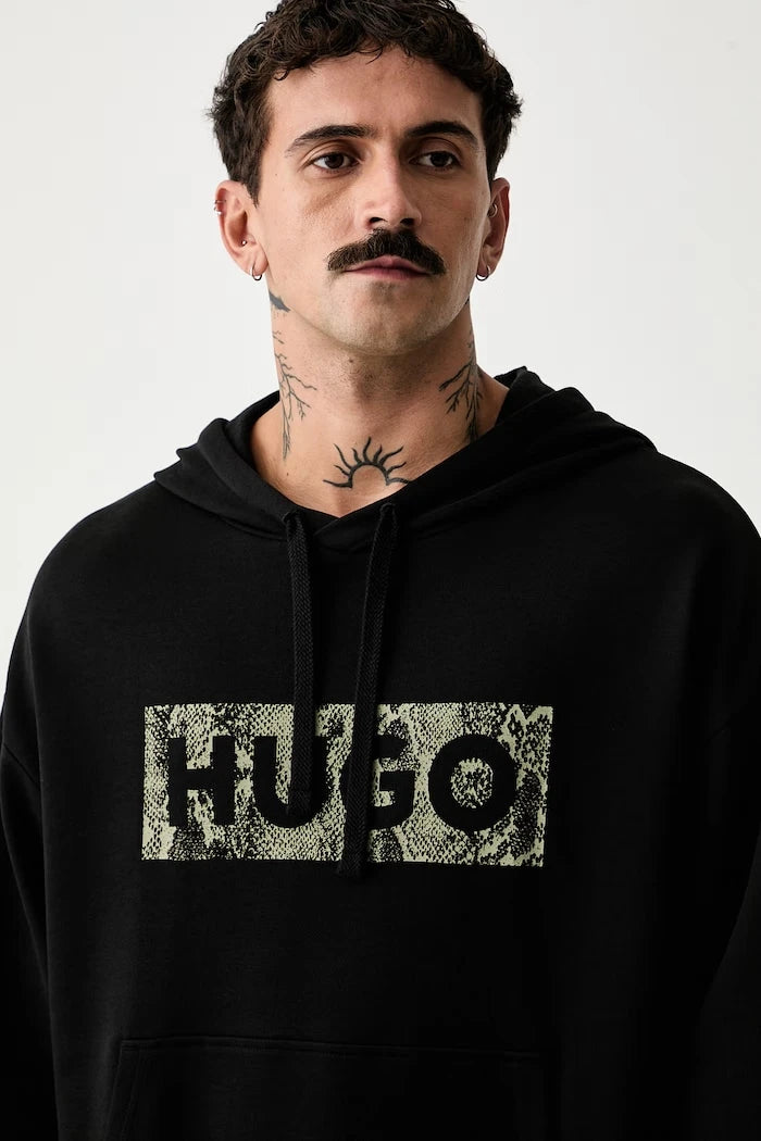 HUGO Blue kapüşonlu erkek pamuklu sweatshirt Necdysis