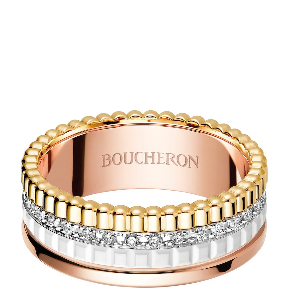 Small Mixed Gold and Diamond Quatre White Edition Ring