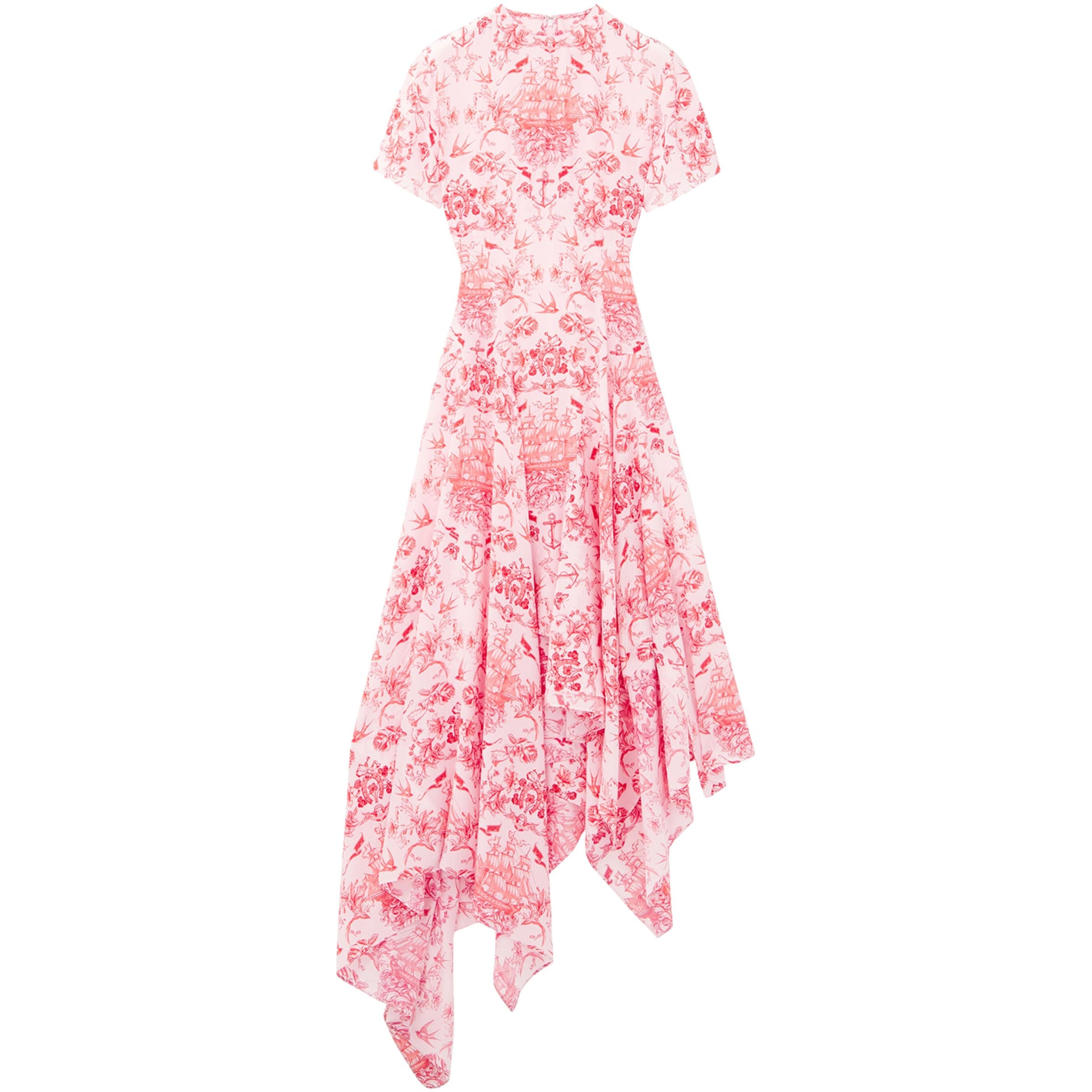 McQueen Purple Silk Sailor-Tattoo Asymmetric Maxi Dress