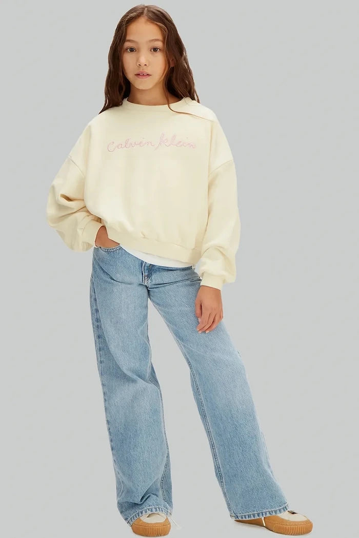 Çocuklar için pamuklu Calvin Klein Jeans sweatshirt