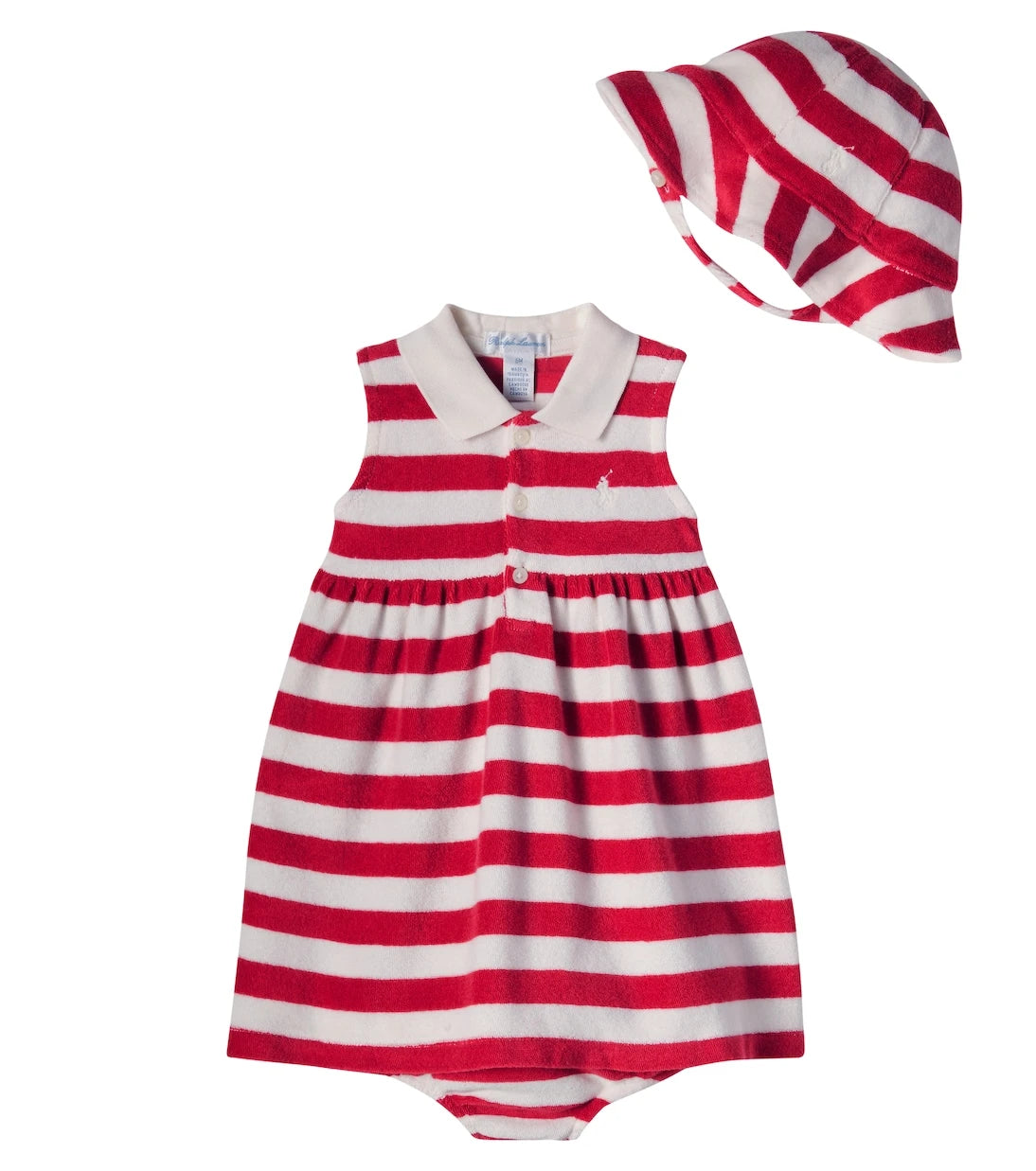 Polo Ralph Lauren Kids - فستان وقبعة وسروال قصير للأطفال الرضع من مزيج القطن