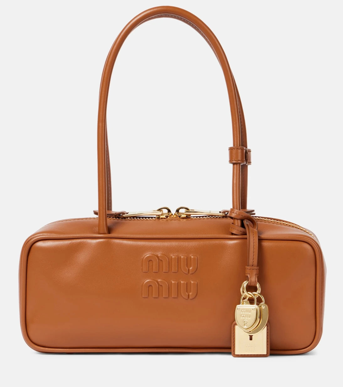Miu Miu - Beau logo embossed leather tote bag