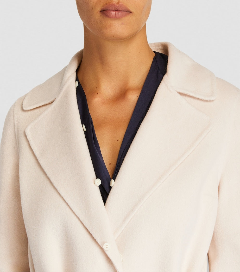 Beige Wool-Cashmere Sable-Trim Coat