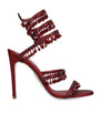 René Caovilla Burgundy Satin Chandelier Heeled Sandals 105
