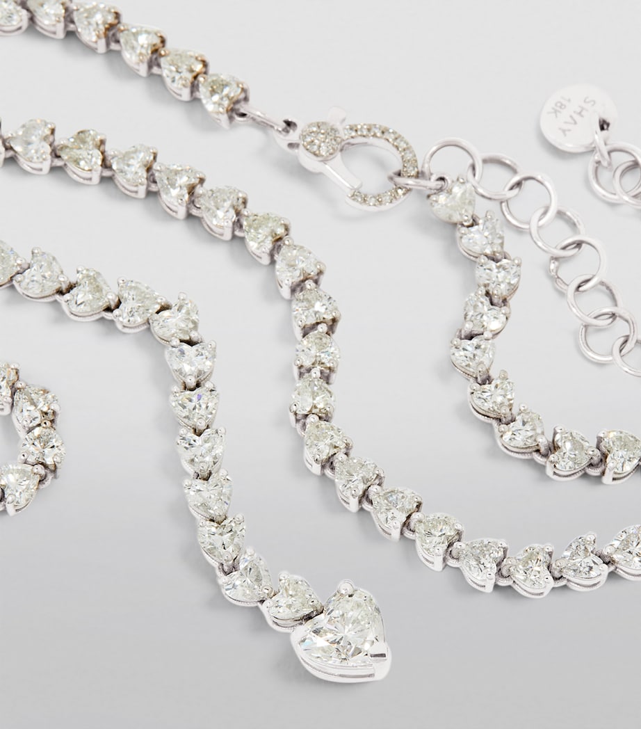 SHAY White Gold and Diamond Heart Y Drop Necklace