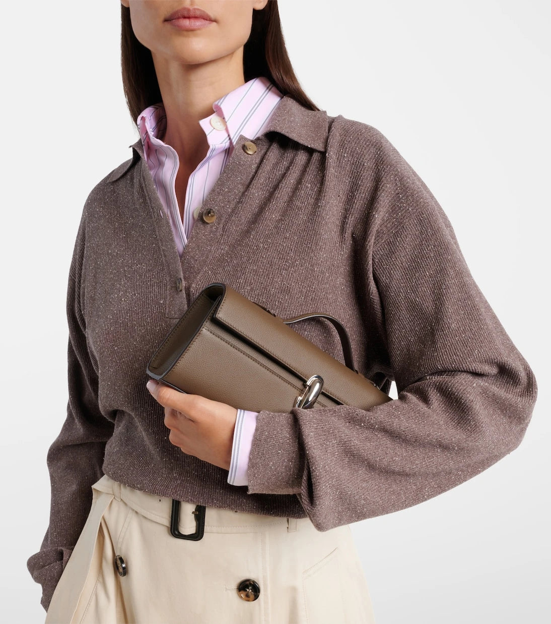 Savette - Symmetry Slim Medium leather top-handle bag