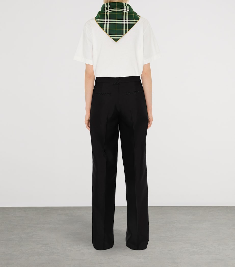 Green Silk Check Scarf