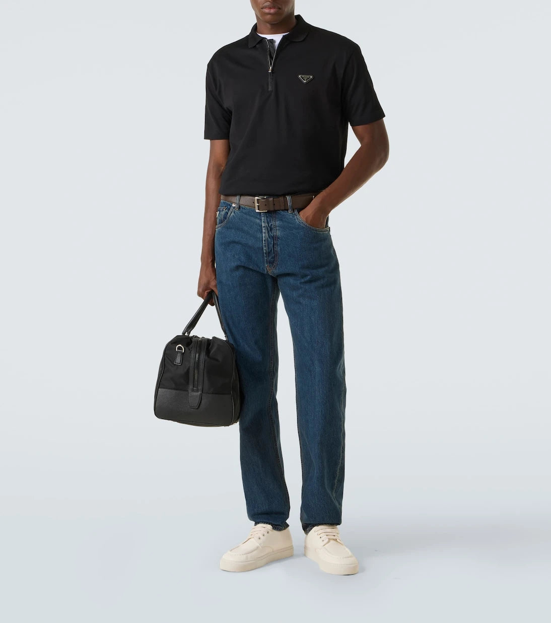Prada - Re-Nylon-trimmed cotton piqué polo shirt