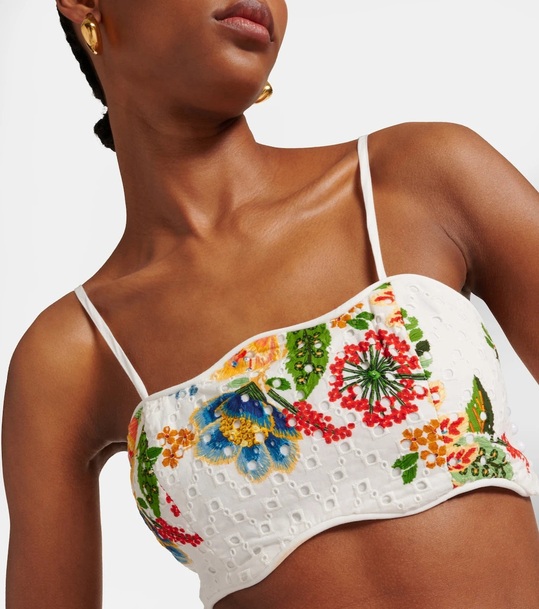 Farm Rio - Delicate Garden floral cotton crop top