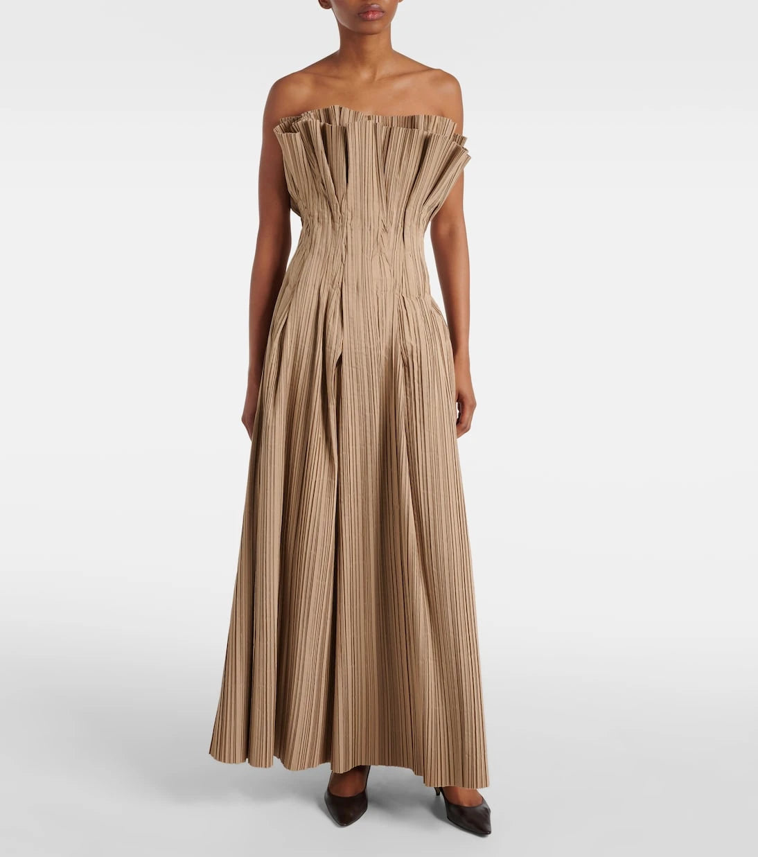 The Row - Cristel pleated poplin bustier gown