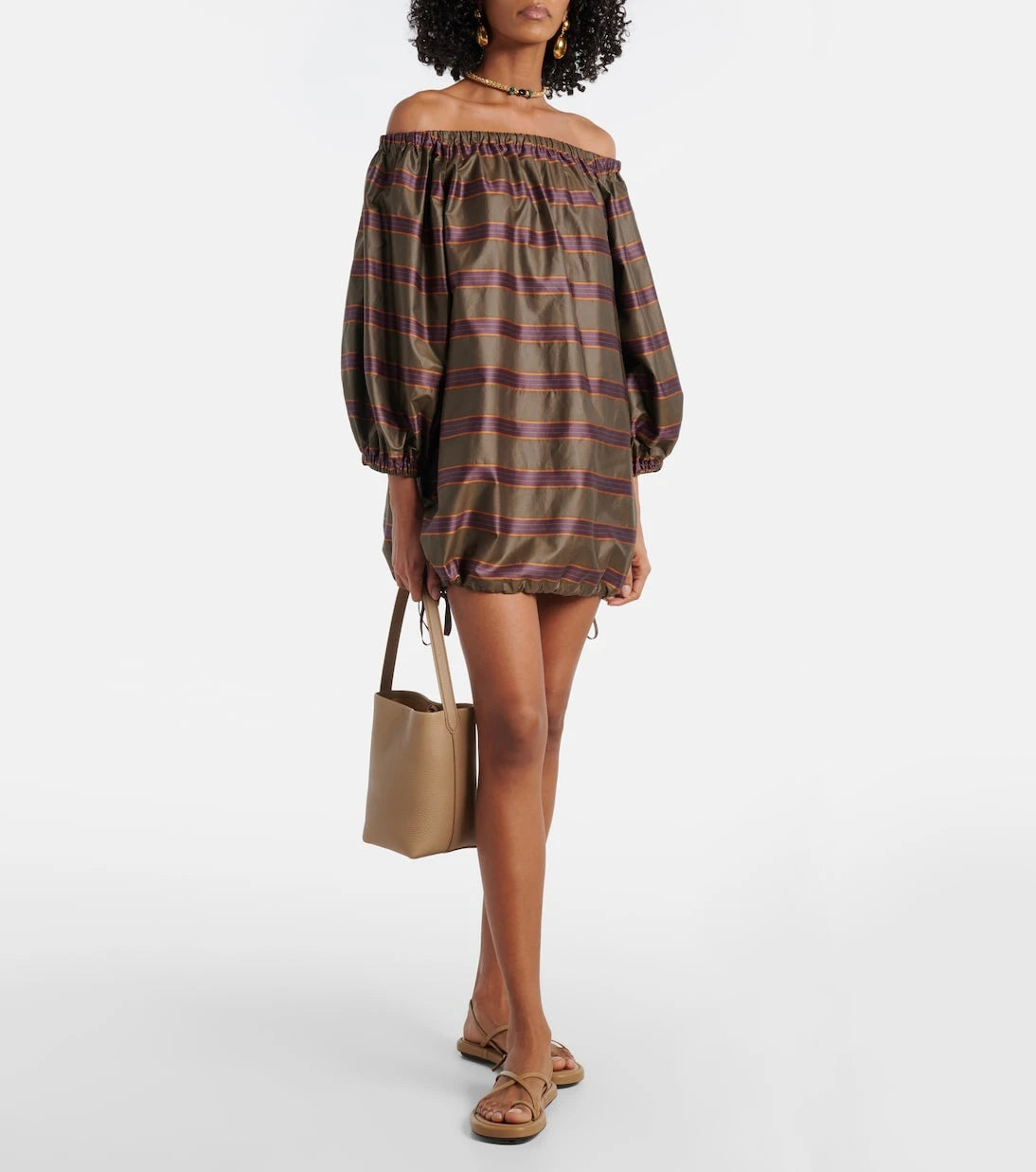 Max Mara - فستان قصير من قماش الكانفاس المخلوط بالقطن طراز ألكامو