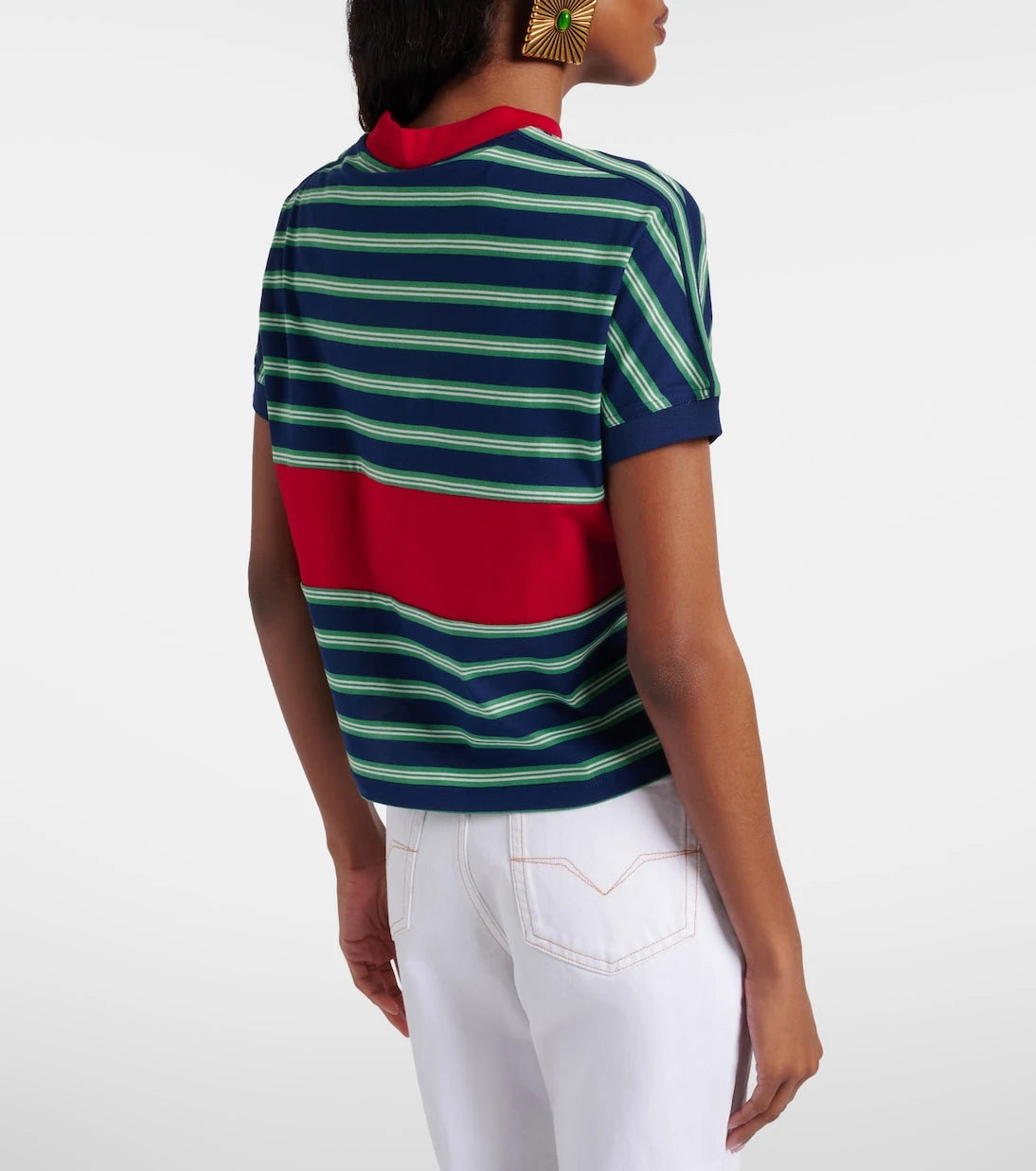Versace - Logo embroidered striped cotton T-Shirt