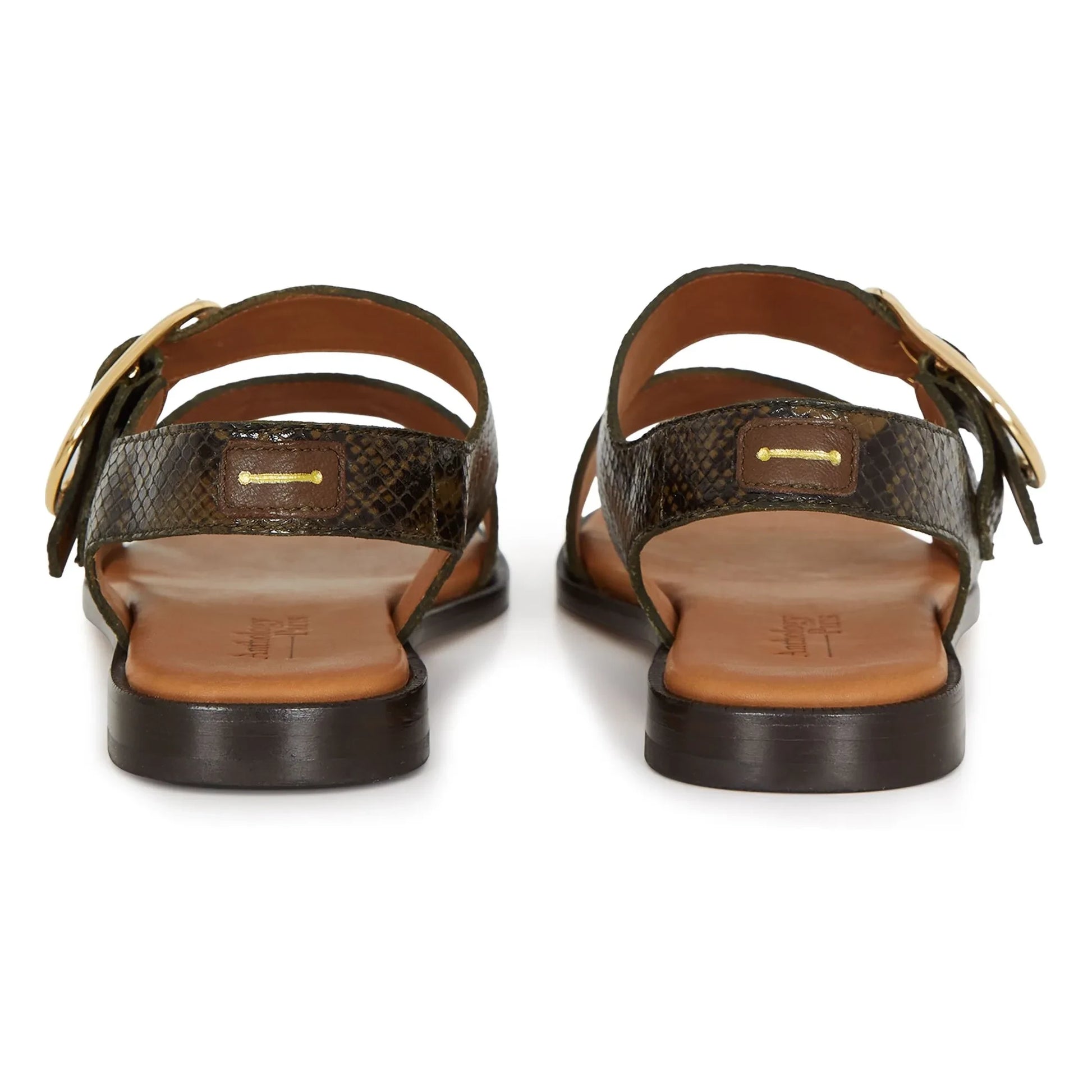 Anthology Paris - Serpiente flap sandals | Khaki