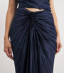 Cult Gaia Blue Plissé Satin Sonoma Midi Skirt