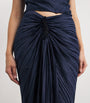 Cult Gaia Blue Plissé Satin Sonoma Midi Skirt