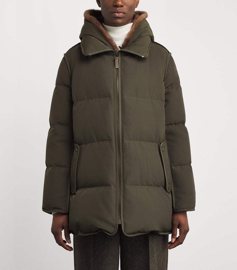 Green Down-Mink Technical Puffer Jacket (76cm)