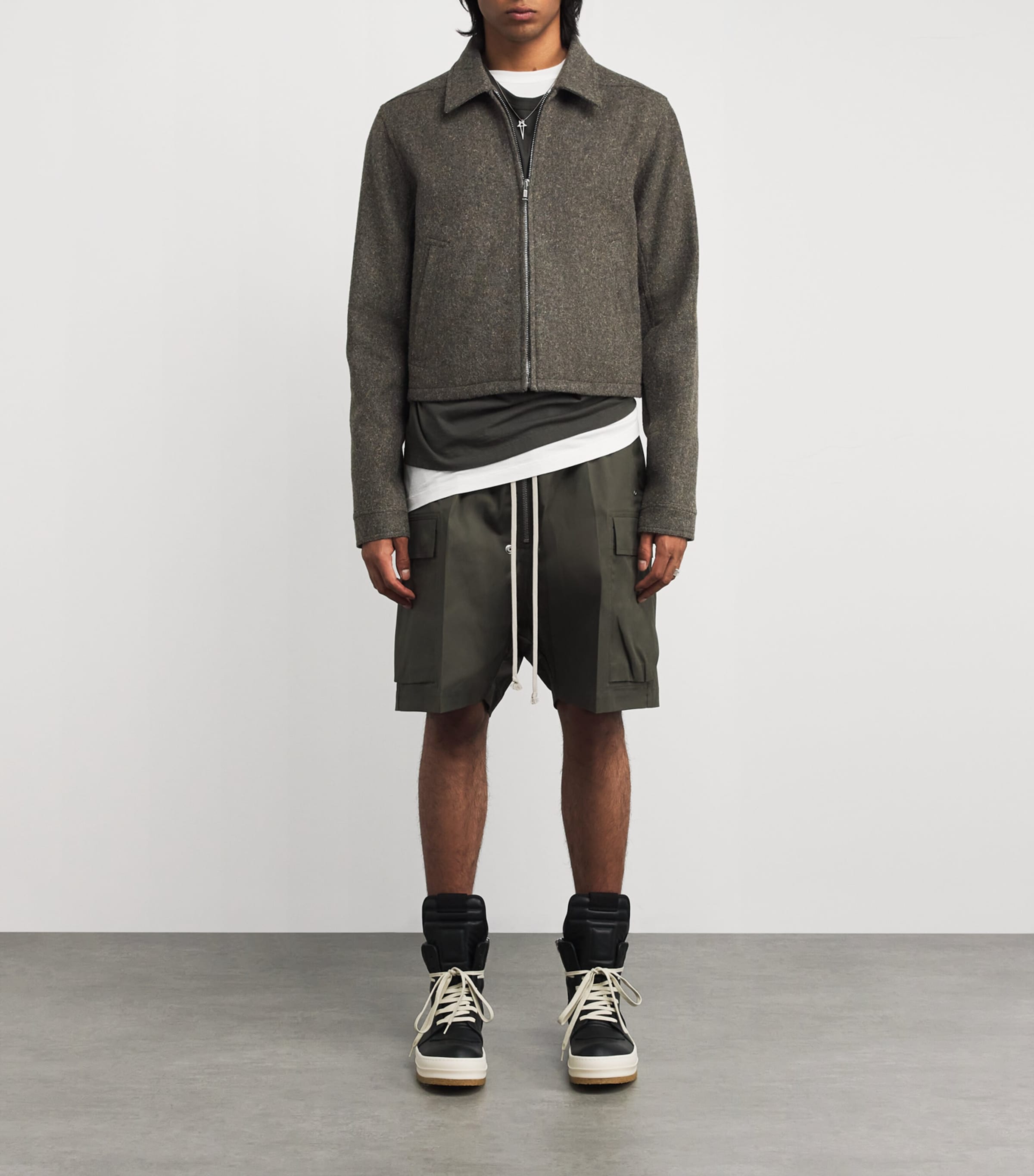 Rick Owens Green Wool Felt Alice Brad Jacket