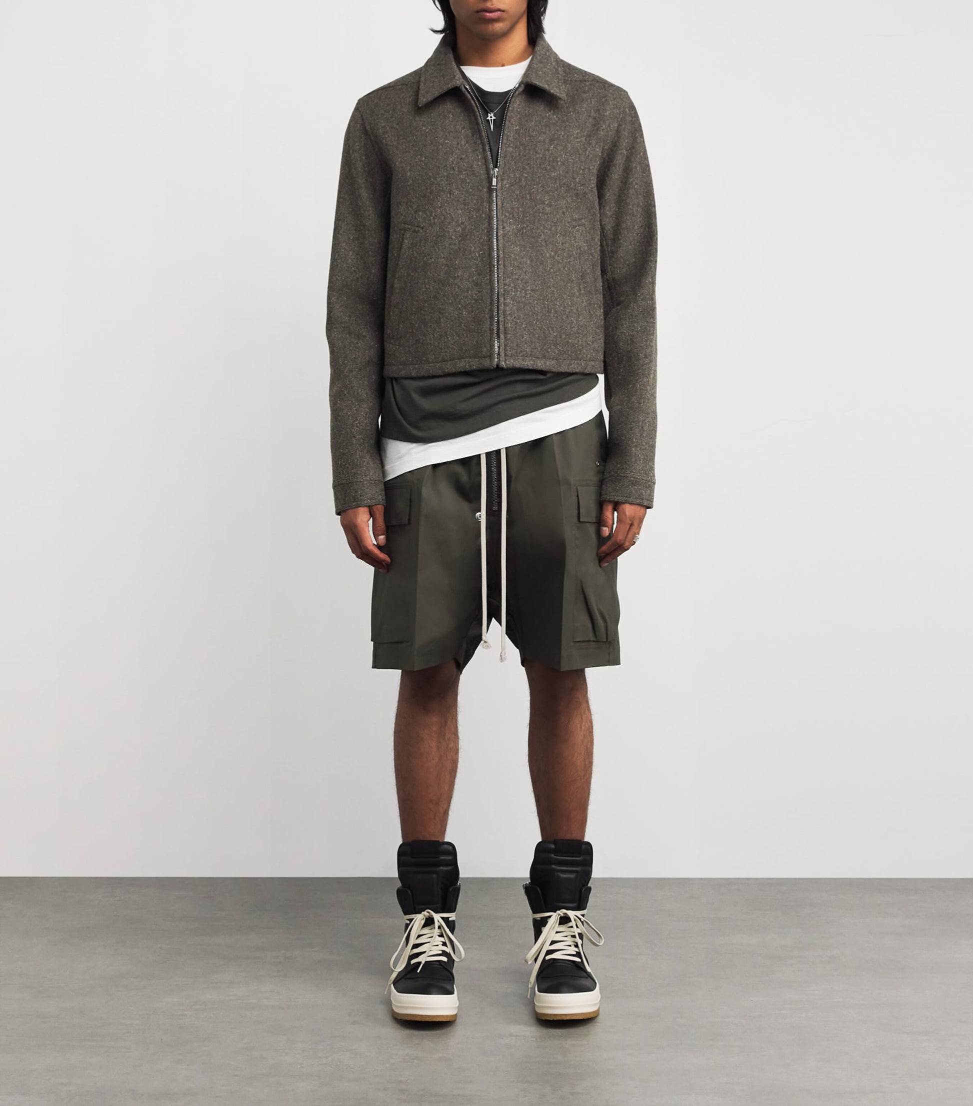 Rick Owens Green Wool Felt Alice Brad Jacket