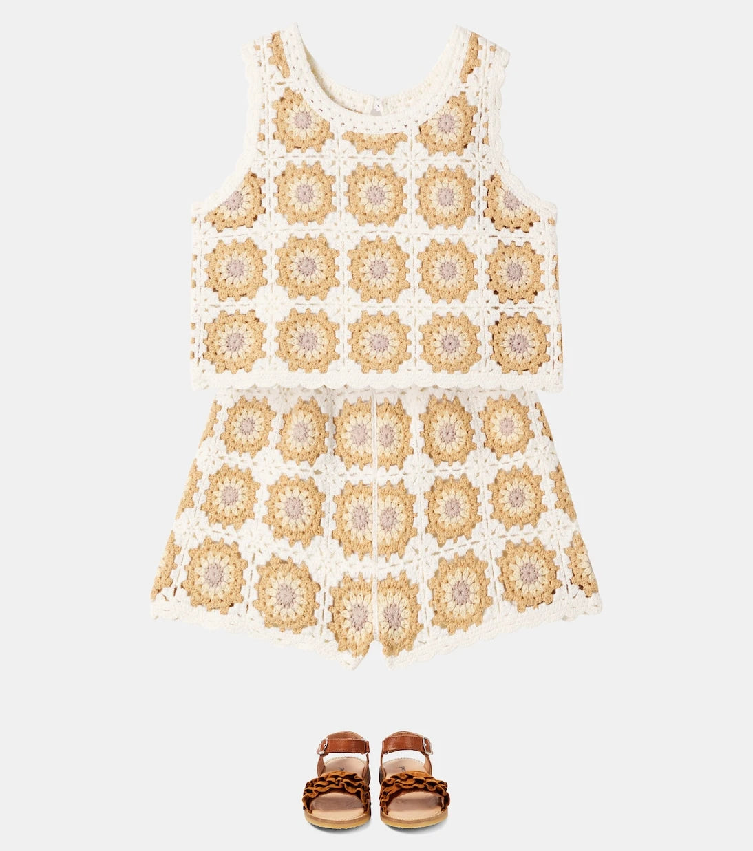 Rylee + Cru - Crochet cotton tank top and shorts set