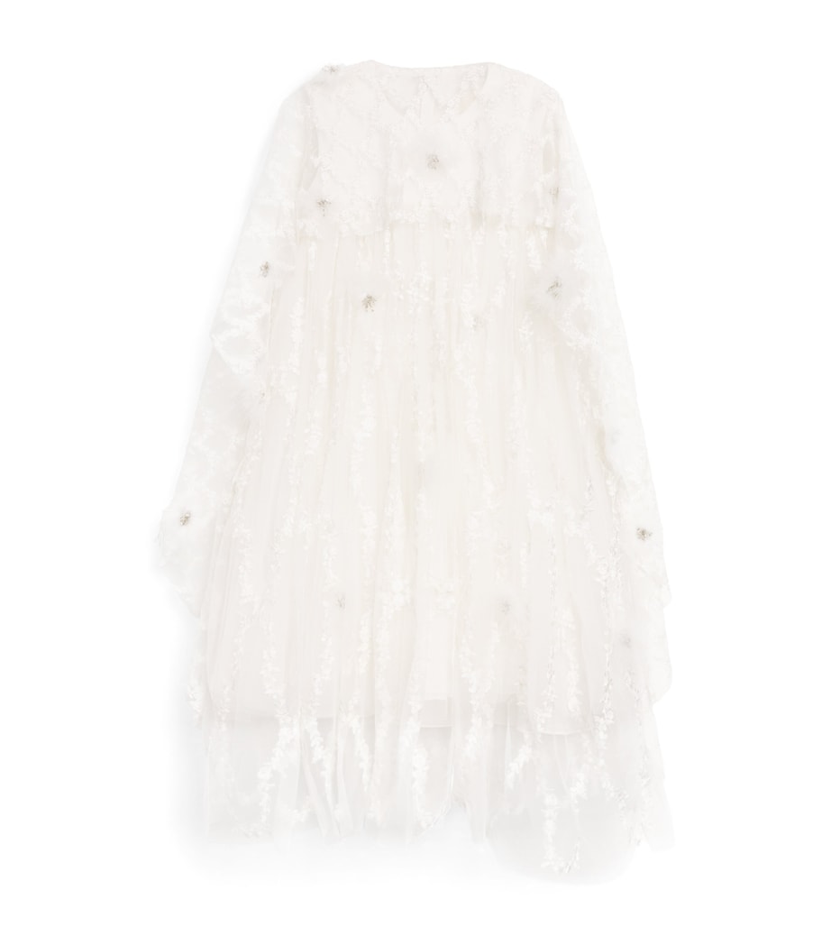 MAISON AVA White Embellished Dress with Cape (2-14 Years)