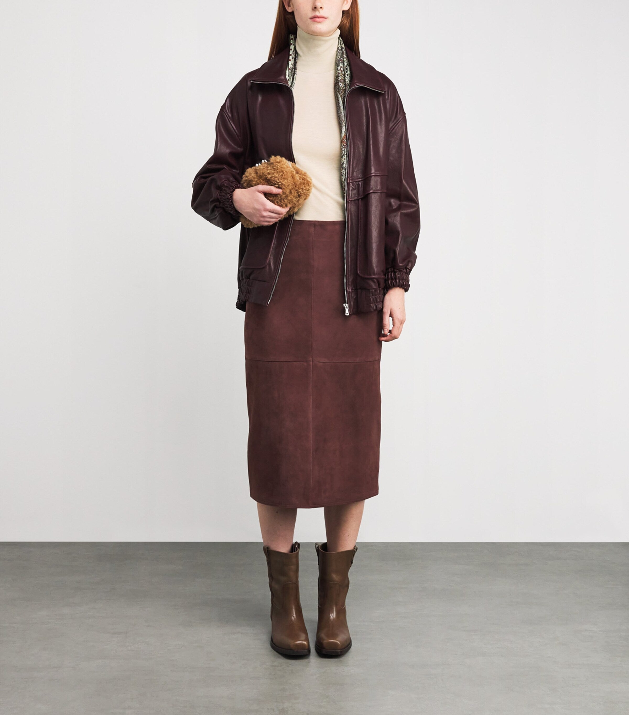 Beige Long-Sleeve Rollneck Top