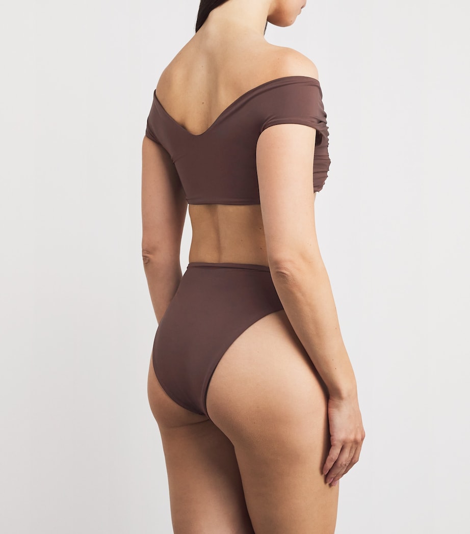 Maygel Coronel Brown Off-The-Shoulder Sauco Bikini