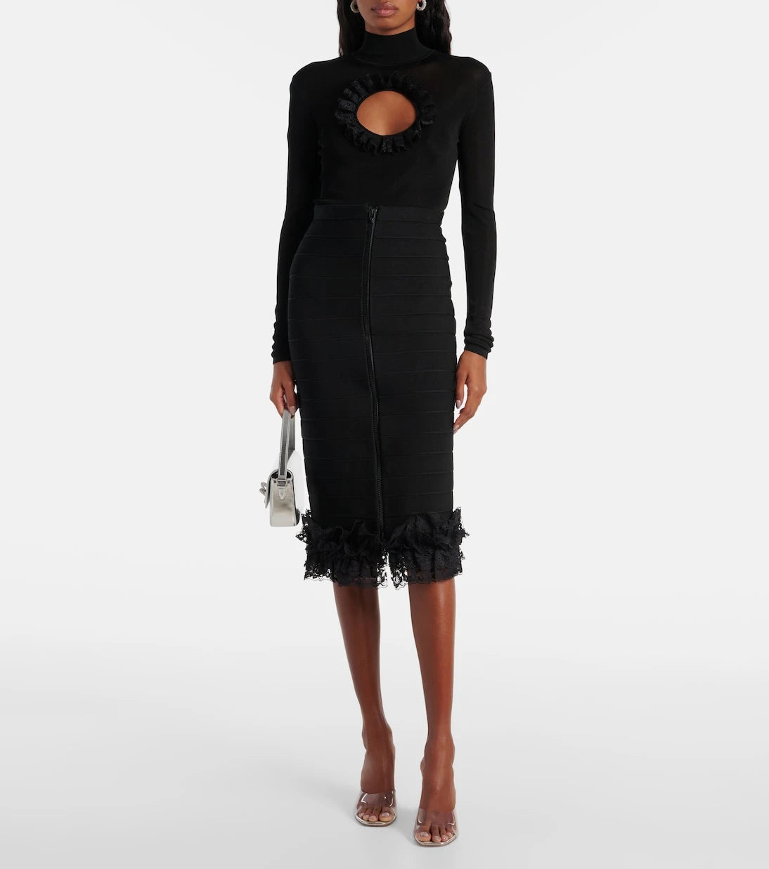 Self-Portrait - x Christopher Kane lace-trimmed cutout bodysuit