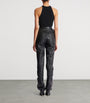 Balmain Black Croc-Embossed Straight-Leg Trousers