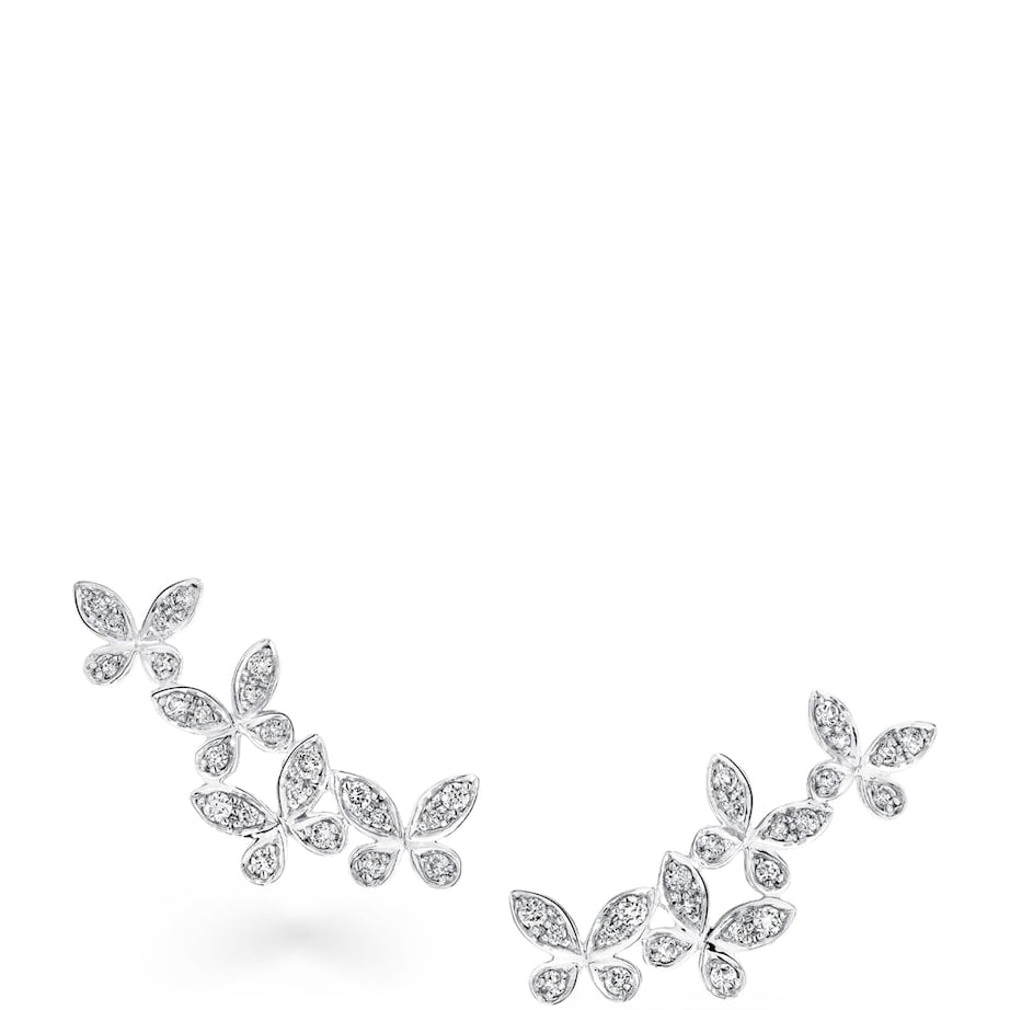 Small White Gold and Diamond Butterfly Earrings
