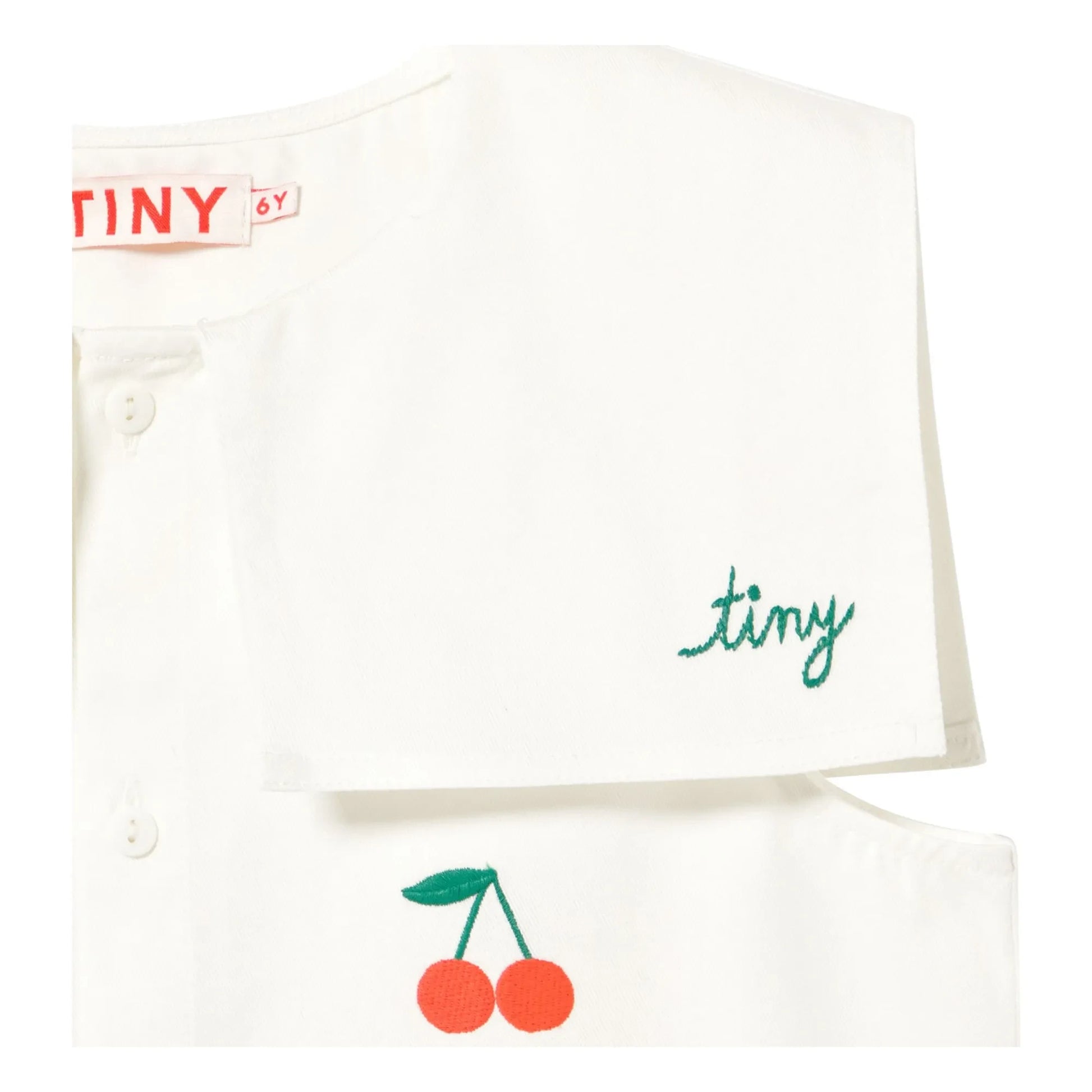 Tinycottons - Cerises collar dress | White