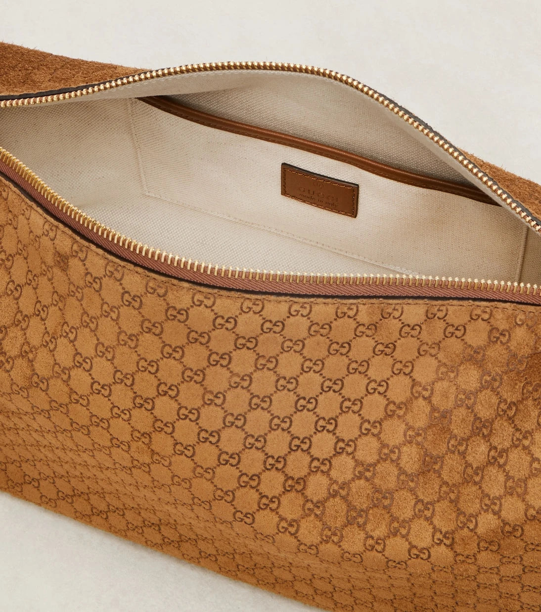 Gucci - Half Horsebit Medium suede shoulder bag