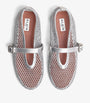 Silver Leather Mesh Ballet Flats
