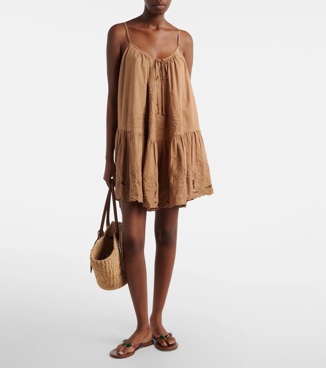 Juliet Dunn - Embroidered cotton minidress