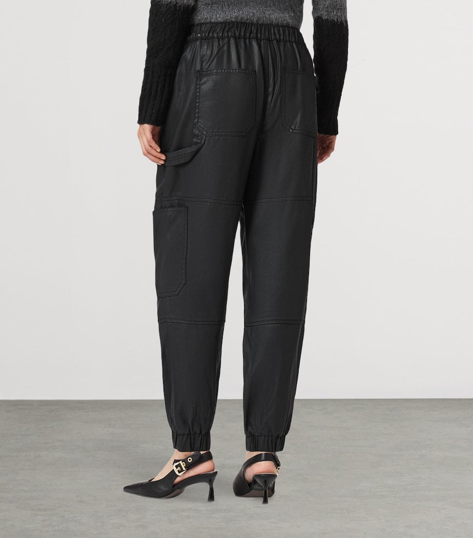 Waxed Denim Mila Cargo Trousers COATED BLACK
