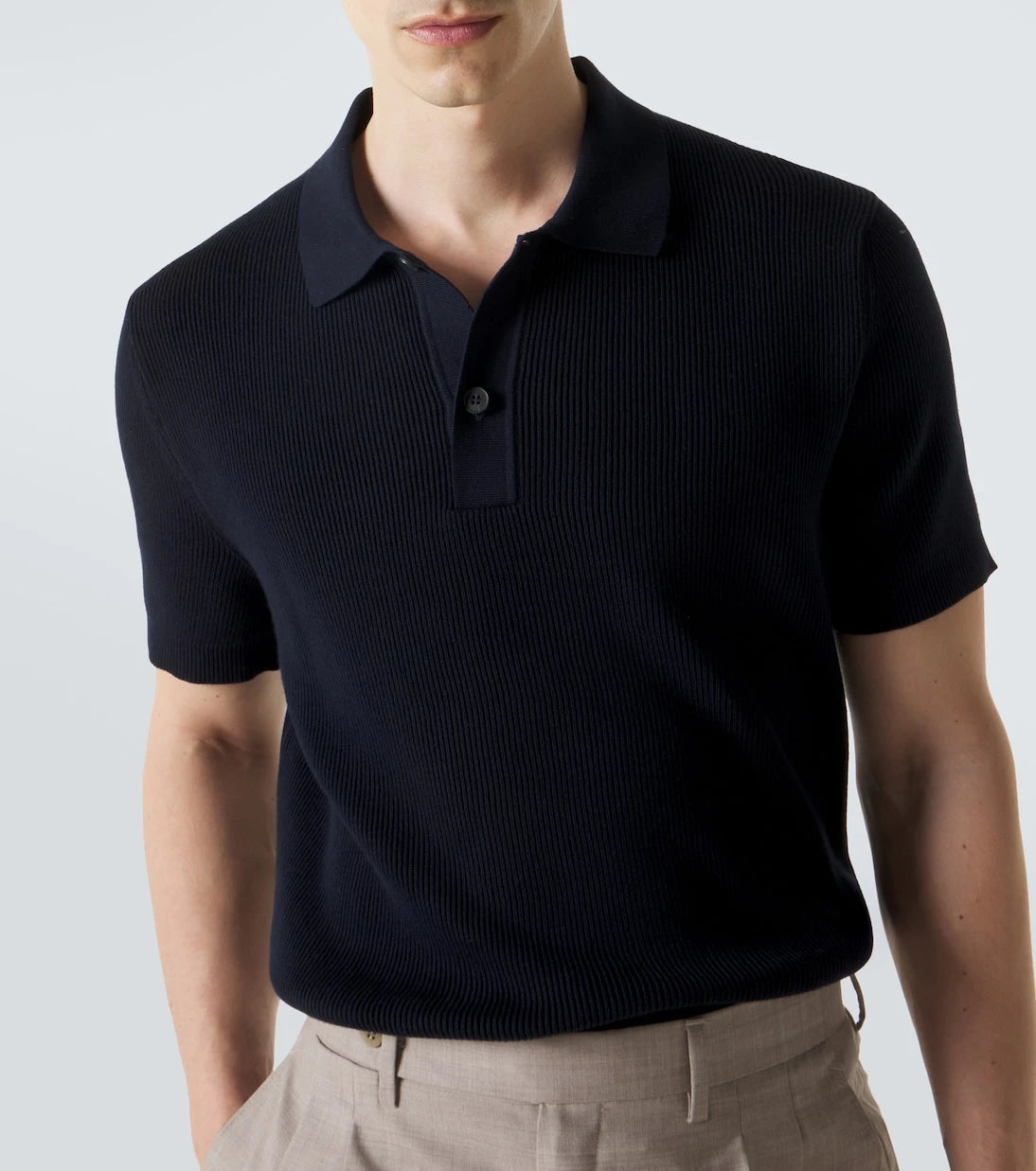 Sunspel - Ribbed-knit cotton polo shirt