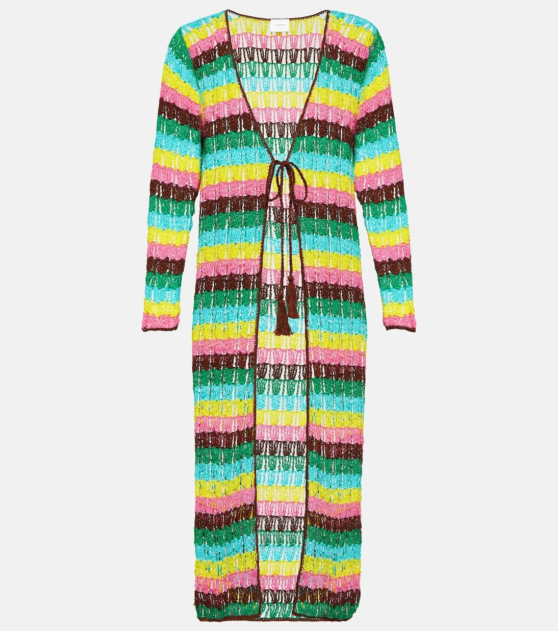 Anna Kosturova - Striped crochet cotton beach cover-up